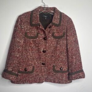 Talbots Multicolor Tweed Blazer with Brown Accents